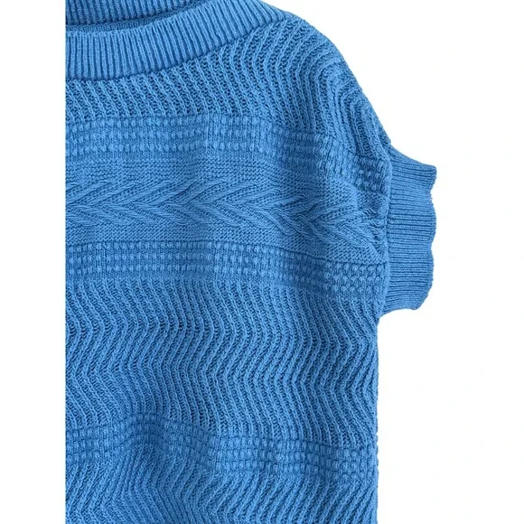 Vintage 1990s Stella McCartney Cerulean Blue Peplum Cardigan Short Sleeve Sz 40